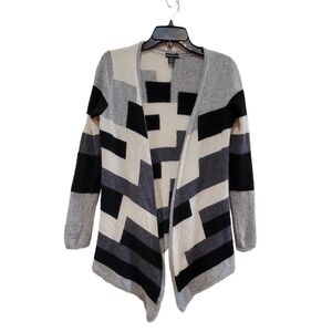 Only Mine 2 Ply Cashmere Color Block Open Front‎ Cardigan Women's Small